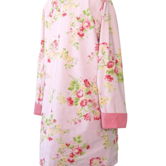 VTG Crazy Horse Liz Claiborne Pink Reversable Floral trench coat COTTAGECORE M - Picture 5 of 16